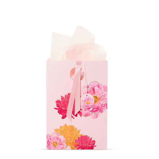 Pink Peony Floral Gift Bag (S2FF6)